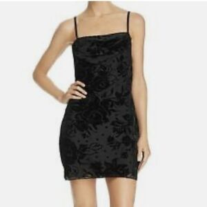 PARKER floral velvet burnout black Mini dress cowl neck 4 small